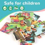 Wooden Educational Jigsaw Puzzles for Preschool Kids Ages 3-5, 4-Pack with 20 Pieces Dinosaur, Space, Transportation Wood Puzzles Set, Toddler Brain Teaser Toys, Gifts for Boys Girls Ages 3 4 5 6