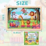 Wooden Educational Jigsaw Puzzles for Preschool Kids Ages 3-5, 4-Pack with 20 Pieces Dinosaur, Space, Transportation Wood Puzzles Set, Toddler Brain Teaser Toys, Gifts for Boys Girls Ages 3 4 5 6