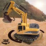 Onadrive Construction Excavator Toy - Kids Toy Engineering Digger Truck, Remote Control Rechargable Hydraulic Car for 3 4 6 7 8 Year Old Boys Girls, Educational Toys for Kids & Children