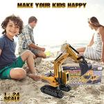 Onadrive Construction Excavator Toy - Kids Toy Engineering Digger Truck, Remote Control Rechargable Hydraulic Car for 3 4 6 7 8 Year Old Boys Girls, Educational Toys for Kids & Children