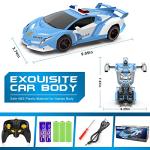 FDJ RC Cars - Transform Remote Control Car, 2.4Ghz 1:18 Scale Transforming Police Car Toy with Flashing Light, One Button Deformation 360 Degree Rotating Drifting Kids Toys Car for Boys Girls