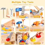 TONZE Kids Tool Set with Apron, Wooden Toddler Tool Bench Box Montessori Toys for 2 3 4 Year Old Boys Girls, 39 PCS Educational Construction Toys Pretend Play Toddler Toys 3 4 5 Year Old Birthday Gift