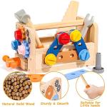 TONZE Kids Tool Set with Apron, Wooden Toddler Tool Bench Box Montessori Toys for 2 3 4 Year Old Boys Girls, 39 PCS Educational Construction Toys Pretend Play Toddler Toys 3 4 5 Year Old Birthday Gift