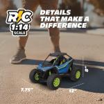 Motor Dayz Polaris RZR Remote Control UTV – 1:14 Scale 2WD RC Car, Officially Licensed Polaris RZR, Full-Function 2.4GHz Radio Control, USB Rechargeable, Ready to Run, Blue