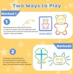 142pcs Wooden Pattern Blocks Montessori Smart Sticks Wooden Tangram Puzzle STEM Toy Activities Preschool Brain Teaser Montessori Toys Gift for 3 4 5 Years Old Kids Boys Girls