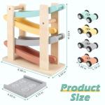 Vanplay Car Ramp Toys for One Year Old Boy Birthday Gifts, Wooden Montessori Toys for 1 2 Year Old, Race Track Truck Toy with 4 Mini Cars, First Christmas Birthday Gifts for Toddlers 1-3-2-4