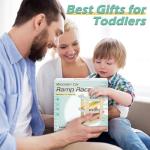 Vanplay Car Ramp Toys for One Year Old Boy Birthday Gifts, Wooden Montessori Toys for 1 2 Year Old, Race Track Truck Toy with 4 Mini Cars, First Christmas Birthday Gifts for Toddlers 1-3-2-4