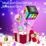 Xinbeiya Rechargeable Game Handheld Cube - 15 Fun Brain & Memory Game with Score Screen - Christmas Easter Birthday Gifts for Boys Girls Ages 6-12+ Years Old - Toy Gift Idea for Kids Teens (Black)