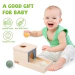 Adena Montessori Wooden Toy for 6-12 Month Baby 3 Balls, Object Permanence Box with Tray Colorful Learning Education Toy for Toddler Kid 1-2 Year Old, Preschool Developmental Girl and Boy Gift