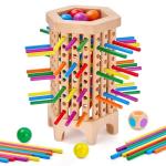 Montessori Game Wooden Board Game, 36 Colorful Wooden Sticks Dice Game, Math Educational Toy for 3 4 5 6 Year Olds, Fine Motor Skills Toy Classic Tower Game for Family Night Gift for Boys Girls