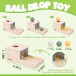 Adena Montessori Wooden Toy for 6-12 Month Baby 3 Balls, Object Permanence Box with Tray Colorful Learning Education Toy for Toddler Kid 1-2 Year Old, Preschool Developmental Girl and Boy Gift