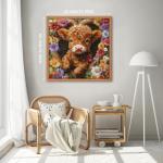 Highland Cow Puzzles for Adults 1000 Pieces, PICKFORU Blossom Calf Puzzle, Flower Garden Cute Cow Floral Themed, Heart Animal Plant Nature Puzzles for Adults