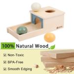 Adena Montessori Wooden Toy for 6-12 Month Baby 3 Balls, Object Permanence Box with Tray Colorful Learning Education Toy for Toddler Kid 1-2 Year Old, Preschool Developmental Girl and Boy Gift