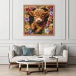 Highland Cow Puzzles for Adults 1000 Pieces, PICKFORU Blossom Calf Puzzle, Flower Garden Cute Cow Floral Themed, Heart Animal Plant Nature Puzzles for Adults