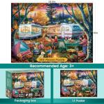 300 Piece Puzzle for Adult,Fall RV Camping Puzzle for Kids Adult Seniors,Jigsaw Puzzle with Moon Campfire Night for Kids Ages 10-12,Gifts Halloween Thanksgiving Christmas Family Games Lovers,20.5*15In