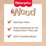 Fisher-Price Wood Pretend Play Coffee Shop & Toy Register, 20-Piece Wooden Food Playset for Preschool Kids Ages 3+ Years