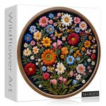 Vintage Wildflower Puzzles for Adults 1000 Pieces, Round Butterfly Bee Plant Puzzle Nature Art, Circle Pretty Flower Garden Jigsaw Puzzle, Retro Aesthetic Floral Puzzle