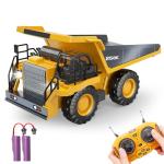 RC Dump Truck Toy for Boys, Remote Control Play Truck Construction Vehicles, 9CH 2.4Ghz Electric Trucks with Metal Bed & Light, 2 Rechargeable Batteries RC Car Toys Kids 3-12 Year Old Birthday Gifts