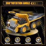 RC Dump Truck Toy for Boys, Remote Control Play Truck Construction Vehicles, 9CH 2.4Ghz Electric Trucks with Metal Bed & Light, 2 Rechargeable Batteries RC Car Toys Kids 3-12 Year Old Birthday Gifts