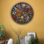 Vintage Wildflower Puzzles for Adults 1000 Pieces, Round Butterfly Bee Plant Puzzle Nature Art, Circle Pretty Flower Garden Jigsaw Puzzle, Retro Aesthetic Floral Puzzle