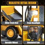 RC Dump Truck Toy for Boys, Remote Control Play Truck Construction Vehicles, 9CH 2.4Ghz Electric Trucks with Metal Bed & Light, 2 Rechargeable Batteries RC Car Toys Kids 3-12 Year Old Birthday Gifts