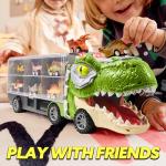 JOYIN 13 in 1 Dinosaur Toys for Kids 3-5, Dinosaur Truck with 12 Pull Back Cars, Birthday Gifts Toys for 3 4 5+ Year Old Boy, Transport Carrier Truck for Toddlers, Christmas Great Gifts for Grandkids