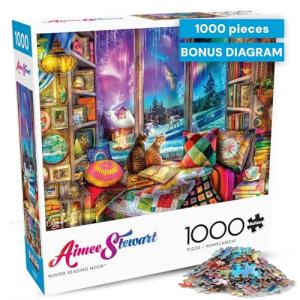 Buffalo Games - Aimee Stewart's Northern Lights Cats Winter Scene 1000 Piece Jigsaw Puzzle for Adults Made in USA