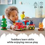 LEGO DUPLO Town Fire Truck with Hose and Firefighter Building Toy for Toddlers - Learning Play Set for Boys & Girls, Ages 2+ - Building Blocks for Motor Skills Practice - Gift for Birthdays - 10473