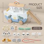 Joyreal Wooden Noah's Ark Toy for 1 Year Old Baby Boy and Girl Baptism Gift - Neutral Color Montessori Educational Toy with Animal Shape Sorter - Christian Toys for Toddler 1-3 Christmas Birthday Gift