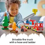 LEGO DUPLO Town Fire Truck with Hose and Firefighter Building Toy for Toddlers - Learning Play Set for Boys & Girls, Ages 2+ - Building Blocks for Motor Skills Practice - Gift for Birthdays - 10473