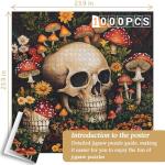Vintage Mushroom 1000 Piece Puzzle for Adults, PICKFORU Horror Jigsaw Puzzles Skeleton Skull, Colorful Wildflower Puzzles for Adults, Terror Skull Puzzle as Mushroom Art