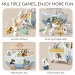 Joyreal Wooden Noah's Ark Toy for 1 Year Old Baby Boy and Girl Baptism Gift - Neutral Color Montessori Educational Toy with Animal Shape Sorter - Christian Toys for Toddler 1-3 Christmas Birthday Gift