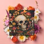 Vintage Mushroom 1000 Piece Puzzle for Adults, PICKFORU Horror Jigsaw Puzzles Skeleton Skull, Colorful Wildflower Puzzles for Adults, Terror Skull Puzzle as Mushroom Art
