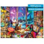 Buffalo Games - Aimee Stewart's Northern Lights Cats Winter Scene 1000 Piece Jigsaw Puzzle for Adults Made in USA