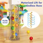 Marble Run Toy Motorized Elevator Marble Maze Kit with Perpetual Motion Machine, Building Block Educational Construction Game Playset STEM Learning Hand Eye Coordination Training Unlimited DIY