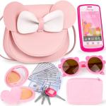 Oisacirg Play Purse for Little Girls, 23PCS Toddler Purse with Pretend Makeup for Kids, Princess Toys Includes Crossbody Bag, Phone, Wallet, Keys, Kids Toy Purse Birthday Gift Toys for Girls 3 4 5 6+