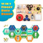 Umnodobn Montessori Busy Board for Toddlers, 11-in-1 Sensory Learning Travel-Friendly Activity Board, Fine Motor Skills Toy, Screen, Birthday Holiday Presents for Boys Girls 3+ Years Old