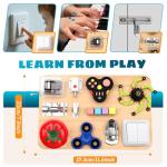 Umnodobn Montessori Busy Board for Toddlers, 11-in-1 Sensory Learning Travel-Friendly Activity Board, Fine Motor Skills Toy, Screen, Birthday Holiday Presents for Boys Girls 3+ Years Old