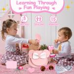 Oisacirg Play Purse for Little Girls, 23PCS Toddler Purse with Pretend Makeup for Kids, Princess Toys Includes Crossbody Bag, Phone, Wallet, Keys, Kids Toy Purse Birthday Gift Toys for Girls 3 4 5 6+
