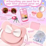 Oisacirg Play Purse for Little Girls, 23PCS Toddler Purse with Pretend Makeup for Kids, Princess Toys Includes Crossbody Bag, Phone, Wallet, Keys, Kids Toy Purse Birthday Gift Toys for Girls 3 4 5 6+
