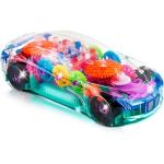 ArtCreativity Light Up Transparent Sensory Car Toy for Kids, 1PC, Bump and Go Toy Car with Colorful Moving Gears, Music, and LED Effects, Easter Toys for Toddlers, Great Birthday Gift Idea