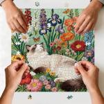 Saralluna Puzzle for Adults 1024 Pieces, Flowers Embroidered Floral Garden Cat Jigsaw Puzzle, Challening Impossible Difficult Hard Fun 1024 Pieces Jigsaw Puzzles for Adults