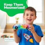 ArtCreativity Light Up Transparent Sensory Car Toy for Kids, 1PC, Bump and Go Toy Car with Colorful Moving Gears, Music, and LED Effects, Easter Toys for Toddlers, Great Birthday Gift Idea