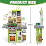 Kids Play Kitchen Set, Toddler Kitchen Playset with Sound & Light, Cooking Stove with Steam, Play Sink, Play Food Toy and Kitchen Accessories, Kitchen Toy for Kids Girls Boys (31.5 * 22 * 8.6in)