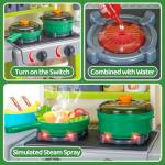 Kids Play Kitchen Set, Toddler Kitchen Playset with Sound & Light, Cooking Stove with Steam, Play Sink, Play Food Toy and Kitchen Accessories, Kitchen Toy for Kids Girls Boys (31.5 * 22 * 8.6in)