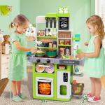 Kids Play Kitchen Set, Toddler Kitchen Playset with Sound & Light, Cooking Stove with Steam, Play Sink, Play Food Toy and Kitchen Accessories, Kitchen Toy for Kids Girls Boys (31.5 * 22 * 8.6in)