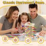 Pinshoon Montessori Game Wooden Board Game, Multiplayer for Kids 4-8, Math Educational, Fine Motor Skill Toy for Girls Boys, Classic Fun Games for Age 3 4 5 6 7 8 Girls Boys Gifts (Regular)