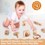 Wooden Baby Toy 8pcs, Montessori Toys for Babies 1-3 Years Old, Wooden Rattles Toy Set for Infant Grasping, Sensory Development, Gift for Baby Boys Girls (Natural Wood)
