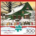 Buffalo Games - Charles Wysocki - Cocoa Break at the Copperfields - 500 Piece Winter Jigsaw Puzzle for Adults, Festive Christmas Puzzle with Poster, Premium Holiday Artwork, Finished 21.25 x 15.00