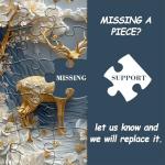 Golden Deer Puzzles for Adults 1000 Pieces, Nature Flower Bloom Animal Plant Theme Puzzle White Gold, Unique Floral Tree Landscape Jigsaw Puzzle Aesthetic, Paper Cut Art Puzzle Challenge for Adults